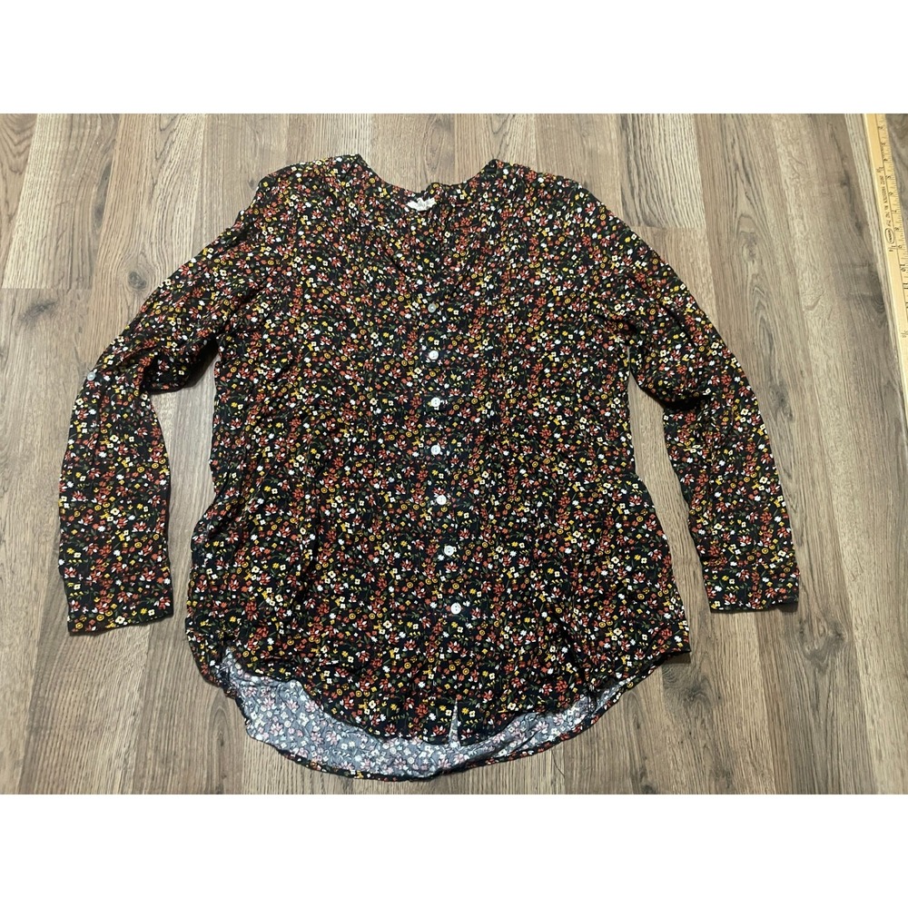 Jane & Delancy Shirt, Women's Size Medium, Black, Multicolor, Floral, Button Up